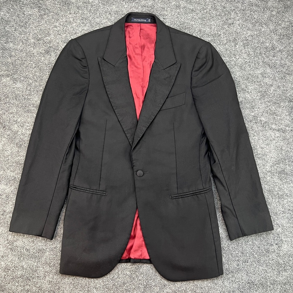 SUITSUPPLY Lazio Tuxedo Men Blazer 32R Black Slim Pure Wool Super 110's Formal